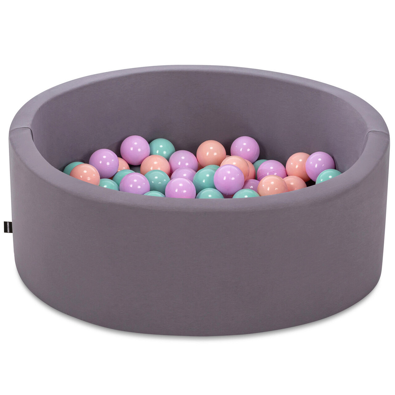 Piscina cu bile, Bubble Pops v14, 150 bile, Ø85 x 30 cm, bumbac/plastic, gri - imagine 3